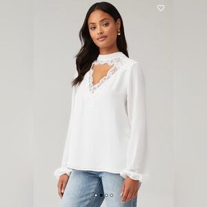 City Chic White Embellished Cut Out Blouse